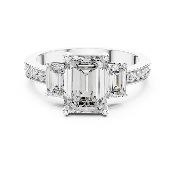 Emerald Cut Lab Grown Diamond Solitaire Ring, 2.66ct Total, Solid Gold