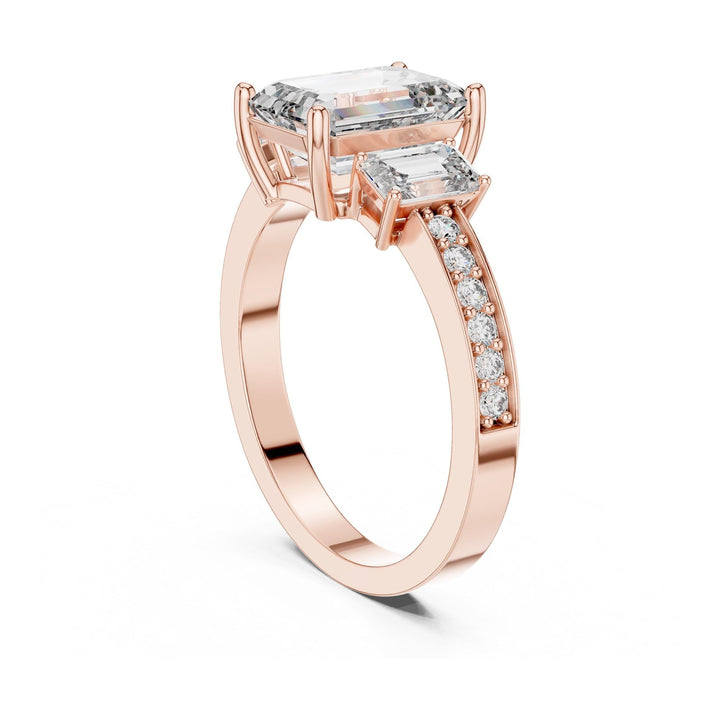 Emerald Cut Lab Grown Diamond Solitaire Ring, 2.66ct Total, Solid Gold