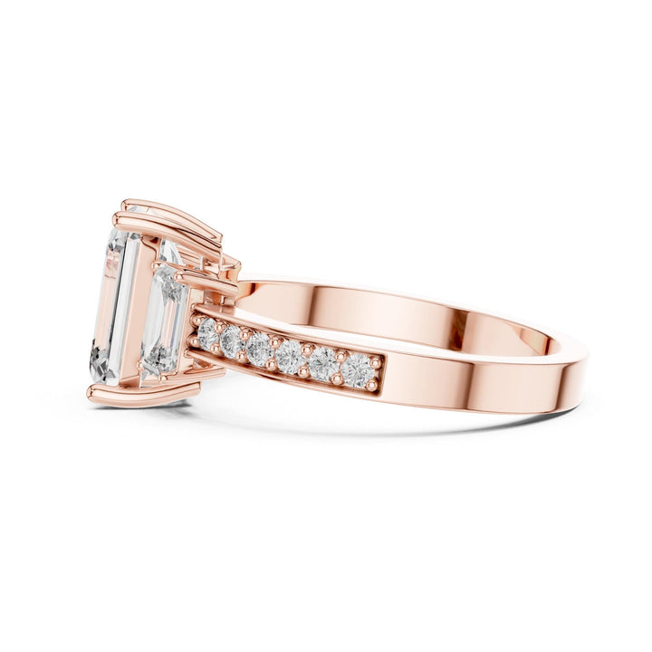 Emerald Cut Lab Grown Diamond Solitaire Ring, 2.66ct Total, Solid Gold
