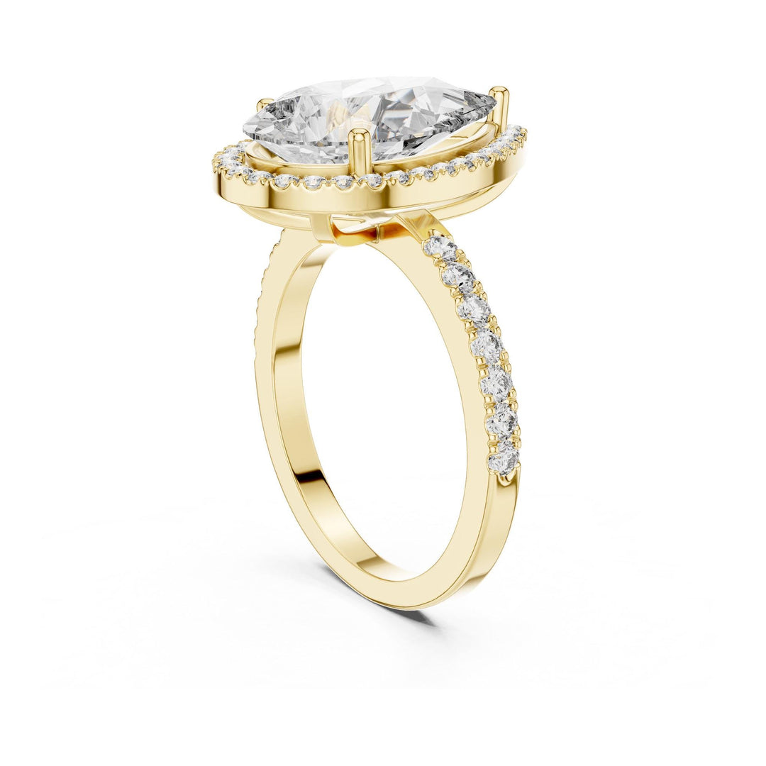 Pear Cut Lab Grown Diamond Solitaire Ring, 4.47ct Total, Solid Gold