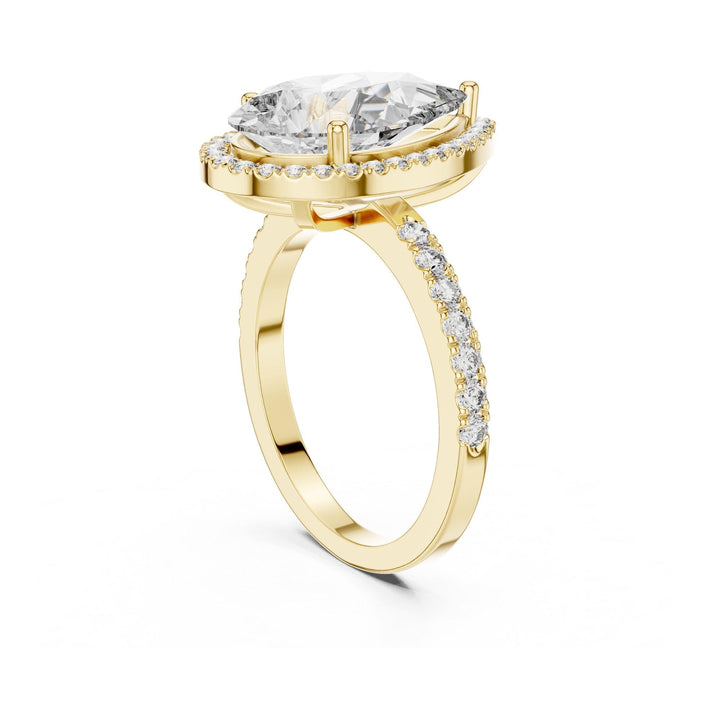 Pear Cut Lab Grown Diamond Solitaire Ring, 4.47ct Total, Solid Gold