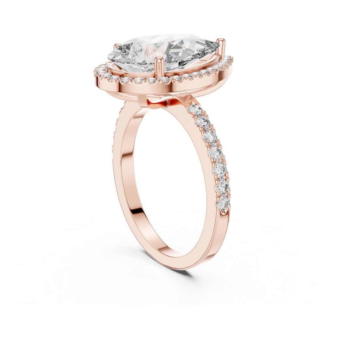 Pear Cut Lab Grown Diamond Solitaire Ring, 4.47ct Total, Solid Gold
