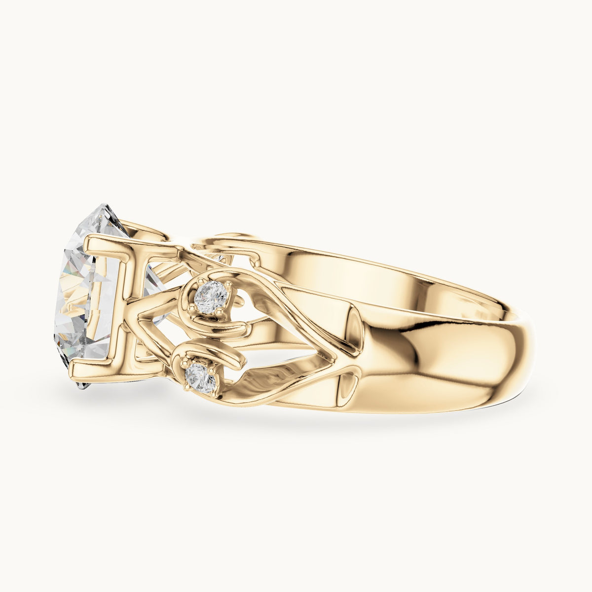 Round cut lab-grown diamond solitaire ring in 14K yellow gold, 3.58 CT TW, view 3