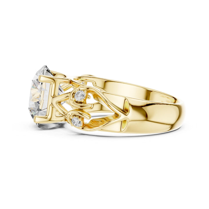 Round Cut Lab Grown Diamond Solitaire Ring, 3.58ct Total, Solid Gold