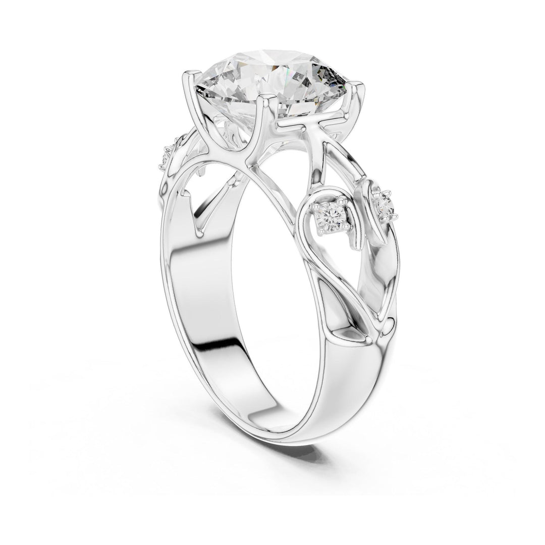 Round Cut Lab Grown Diamond Solitaire Ring, 3.58ct Total, Solid Gold