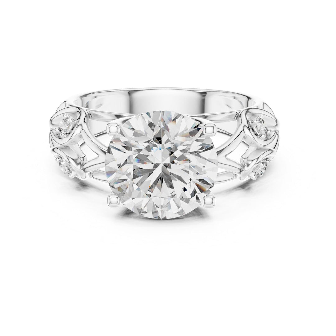 Round Cut Lab Grown Diamond Solitaire Ring, 3.58ct Total, Solid Gold