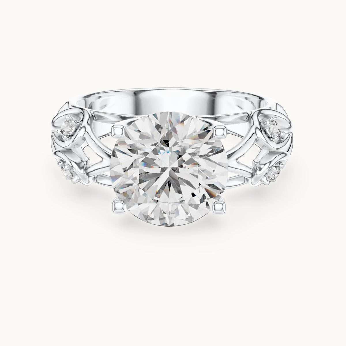 Round cut lab-grown diamond solitaire ring in 14K white gold, 3.58 CT TW, view 3