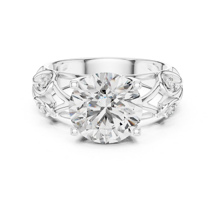 Round Cut Lab Grown Diamond Solitaire Ring, 3.58ct Total, Solid Gold