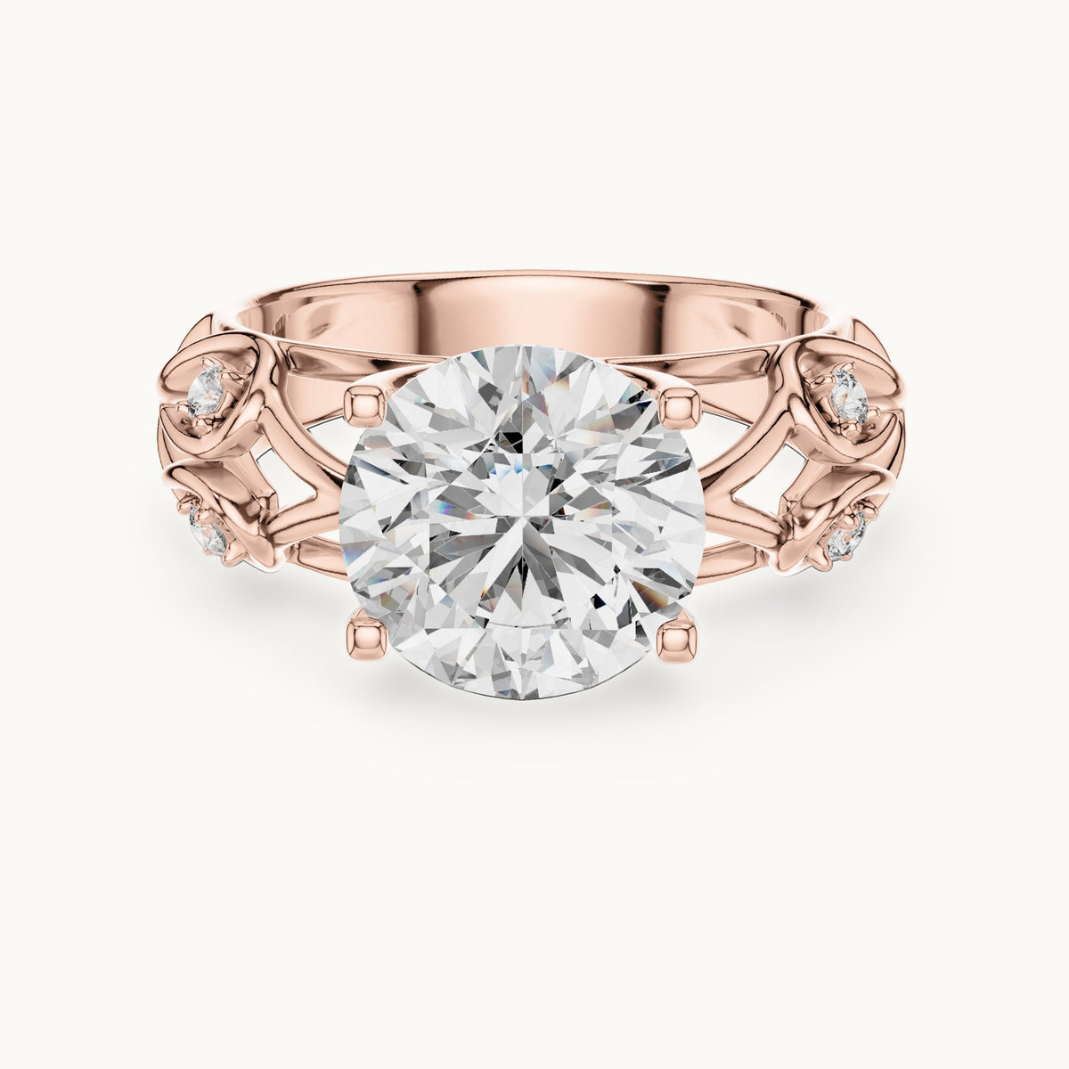 Round cut lab-grown diamond solitaire ring in 14K rose gold, 3.58 CT TW, view 3