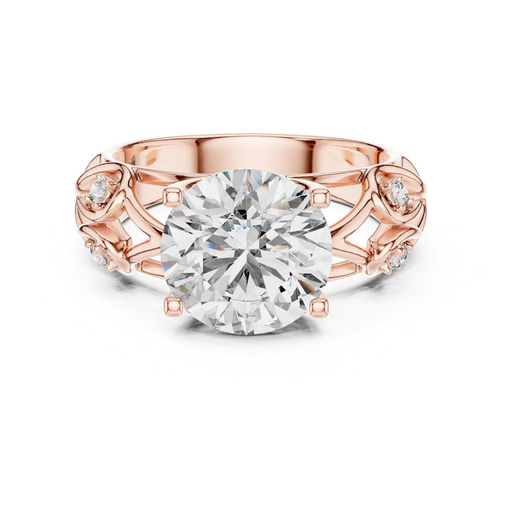 Round Cut Lab Grown Diamond Solitaire Ring, 3.58ct Total, Solid Gold