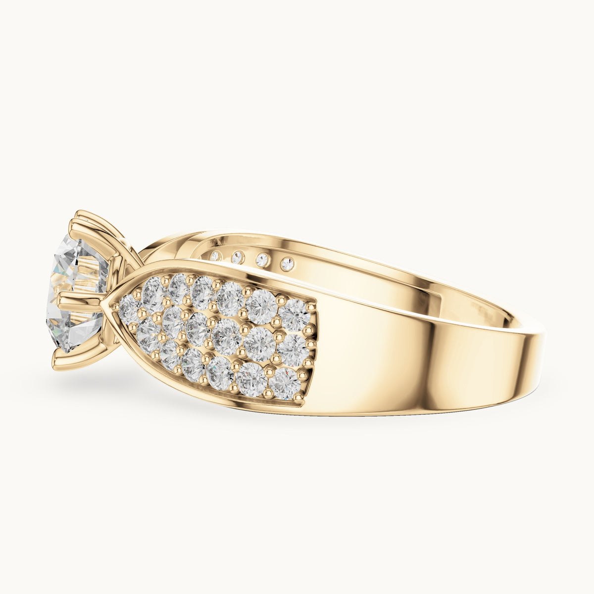 Round cut lab-grown diamond solitaire ring in 14K yellow gold, 1.53 CT TW, view 3
