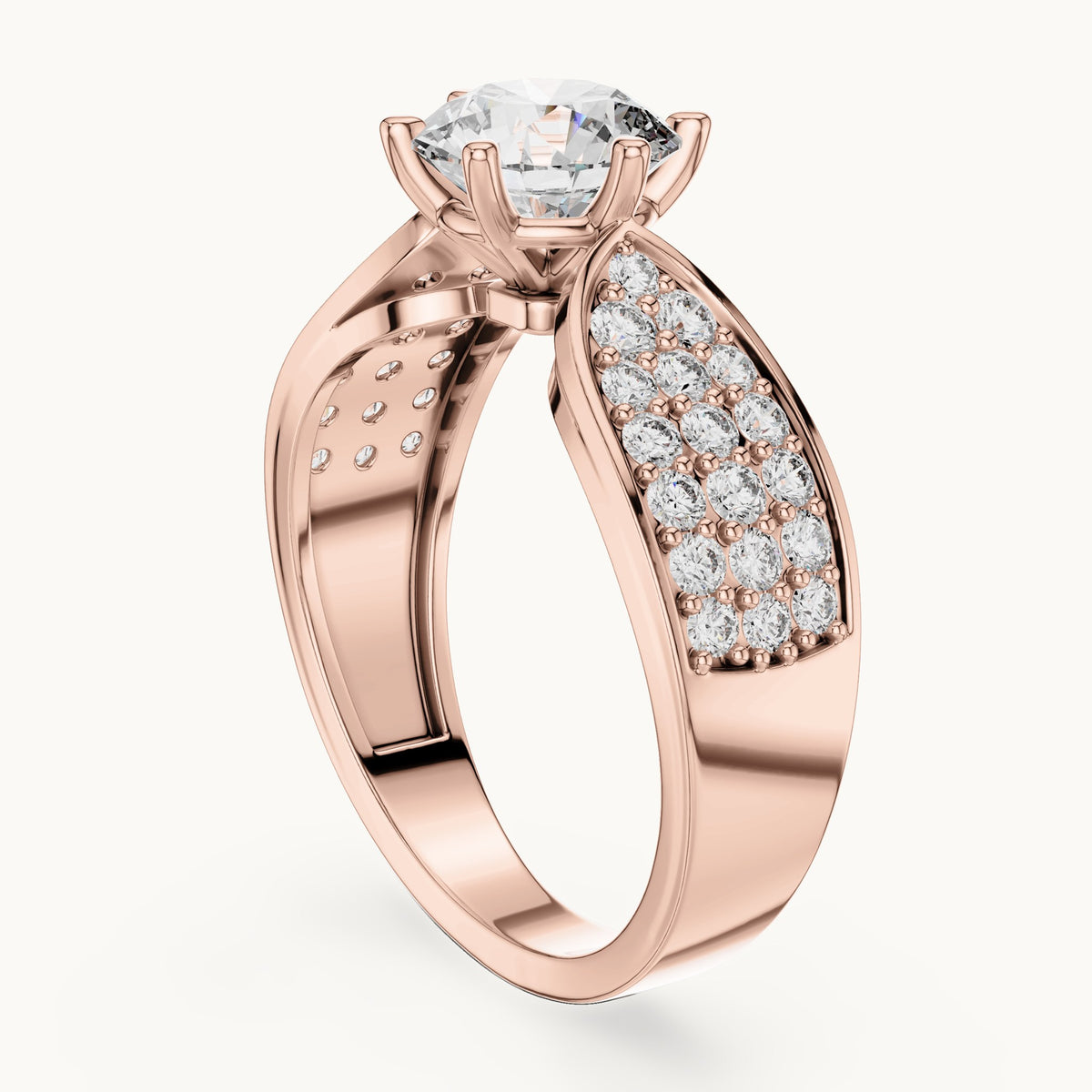 Round cut lab-grown diamond solitaire ring in 14K rose gold, 1.53 CT TW, view 1