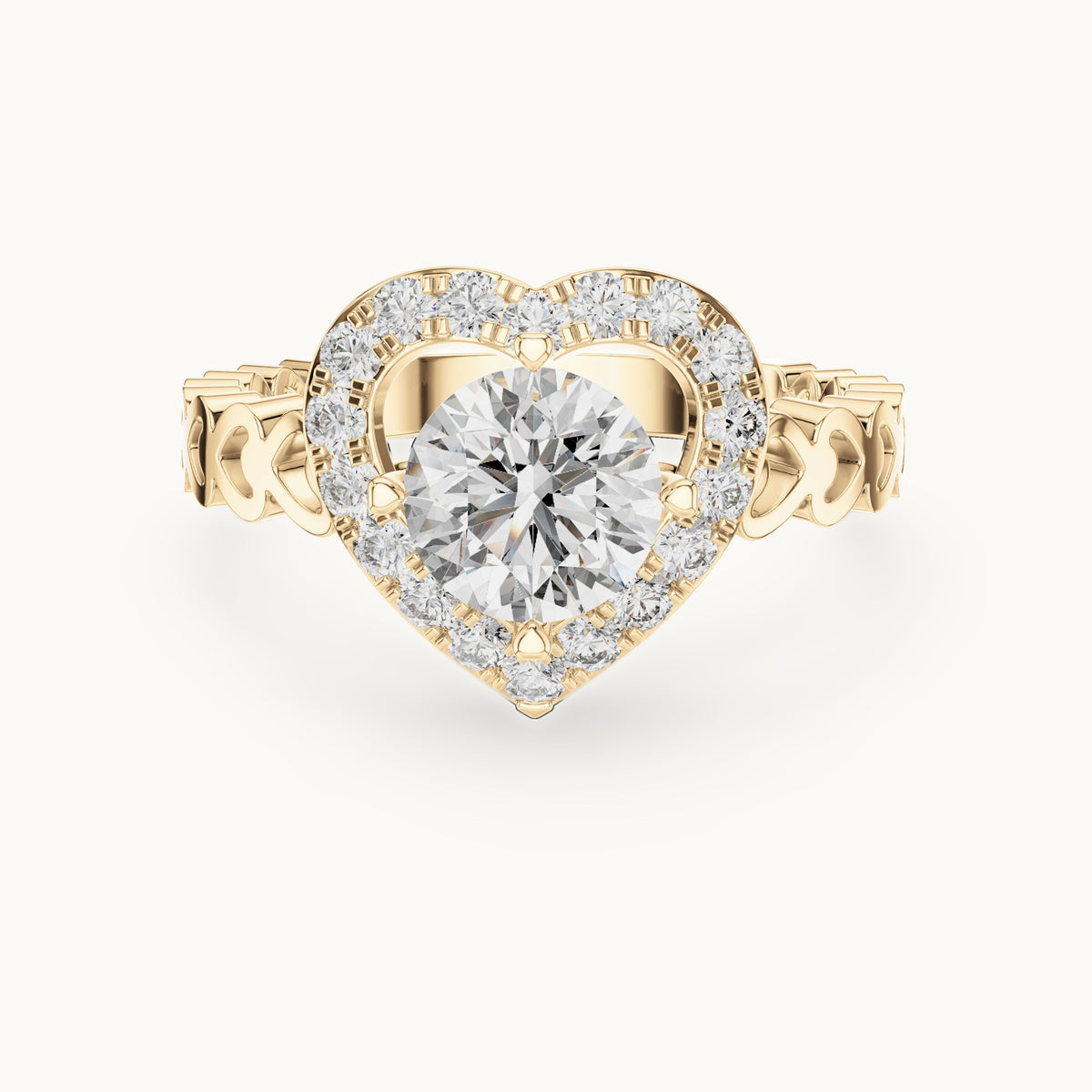 Round cut lab-grown diamond solitaire ring in 14K yellow gold, 1.32 CT TW, view 1