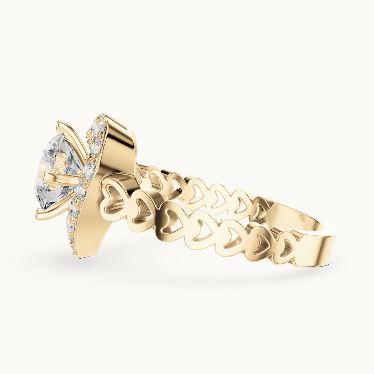 Round cut lab-grown diamond solitaire ring in 14K yellow gold, 1.32 CT TW, view 3