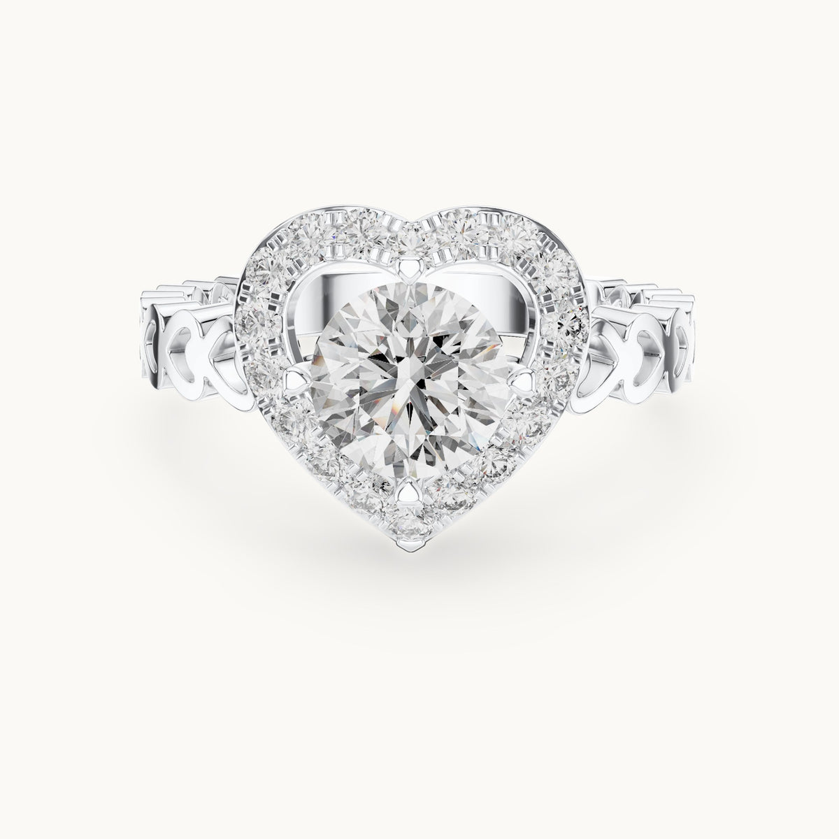 Round cut lab-grown diamond solitaire ring in 14K white gold, 1.32 CT TW, view 3