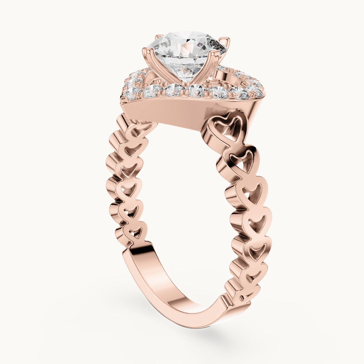 Round cut lab-grown diamond solitaire ring in 14K rose gold, 1.32 CT TW, view 1