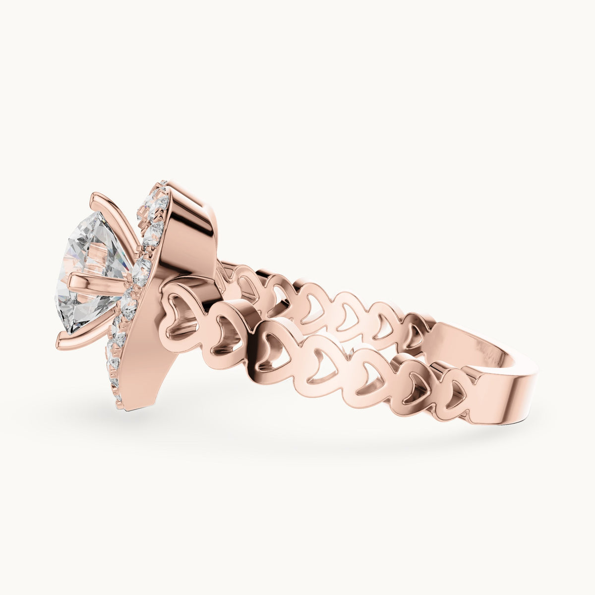 Round cut lab-grown diamond solitaire ring in 14K rose gold, 1.32 CT TW, view 2