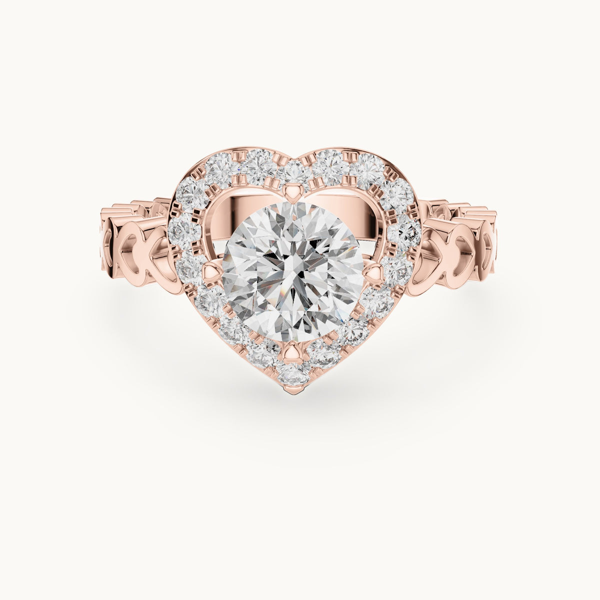 Round cut lab-grown diamond solitaire ring in 14K rose gold, 1.32 CT TW, view 3