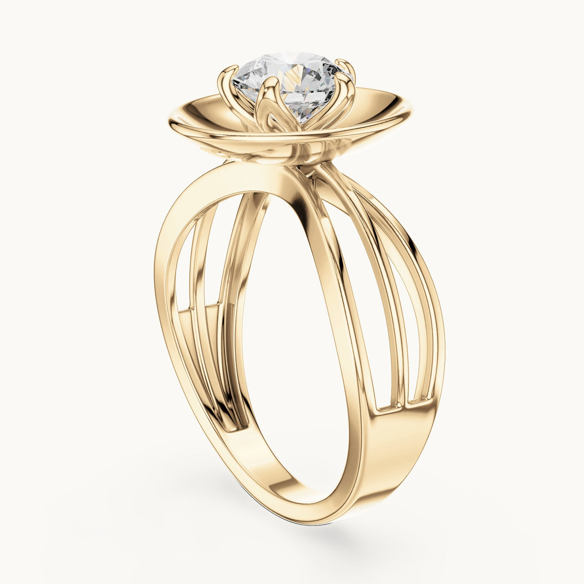 Round cut lab-grown diamond solitaire ring in 14K yellow gold, 1.00 CT TW, view 2