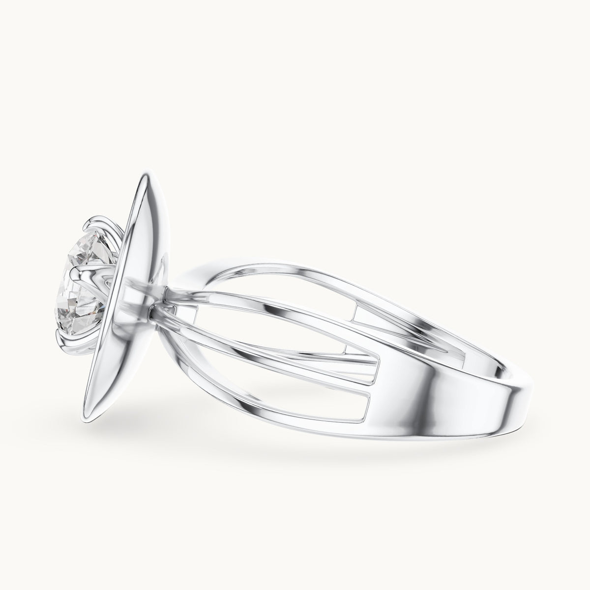 Round cut lab-grown diamond solitaire ring in 14K white gold, 1.00 CT TW, view 2