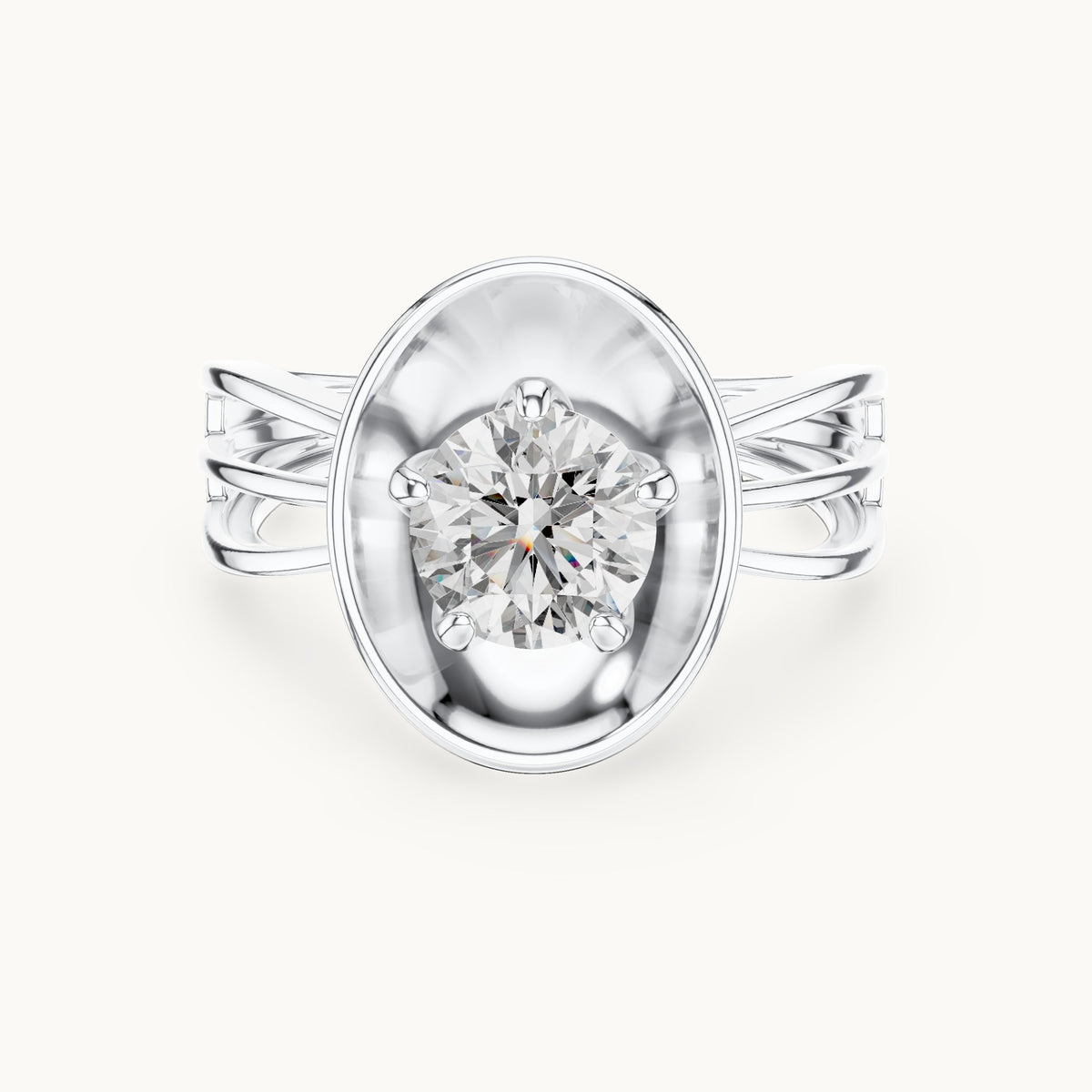 Round cut lab-grown diamond solitaire ring in 14K white gold, 1.00 CT TW, view 3