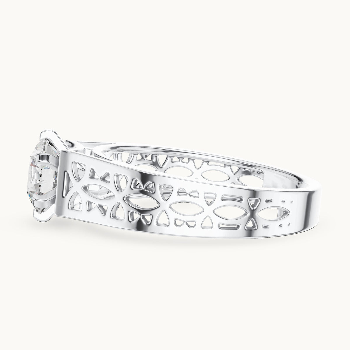 Round cut lab-grown diamond solitaire ring in 14K white gold, 1.00 CT TW, view 2