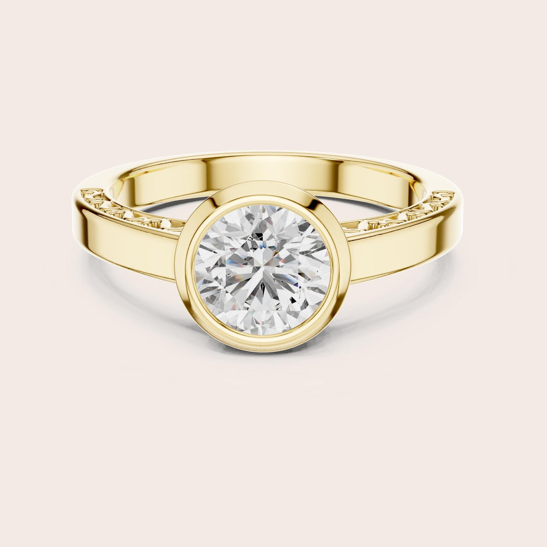 Round Cut Lab Grown Diamond Solitaire Ring, 1.00ct Total, Solid Gold