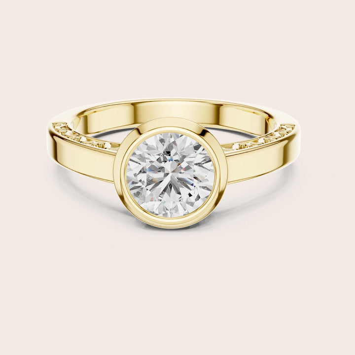 Round Cut Lab Grown Diamond Solitaire Ring, 1.00ct Total, Solid Gold