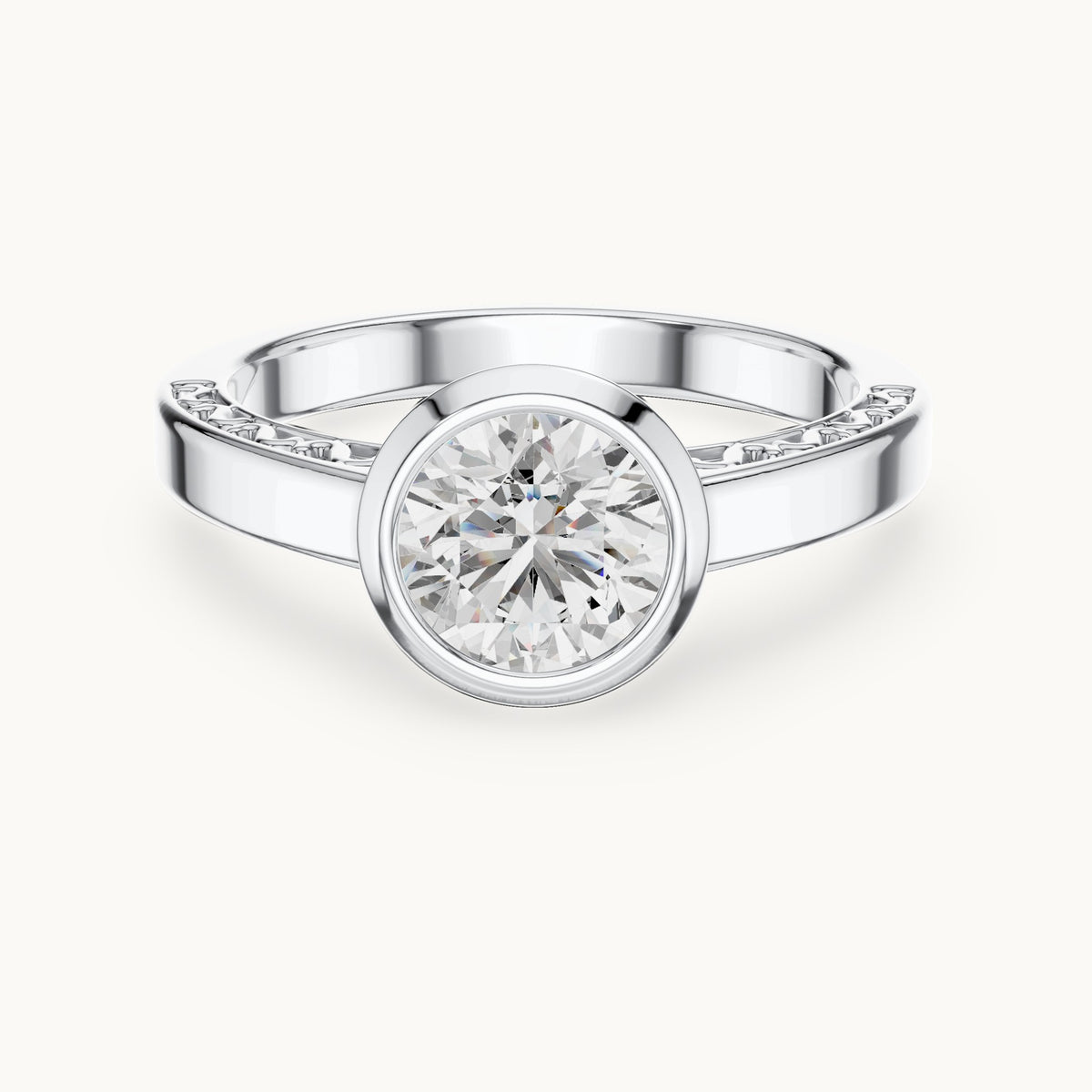 Round cut lab-grown diamond solitaire ring in 14K white gold, 1.00 CT TW, view 3