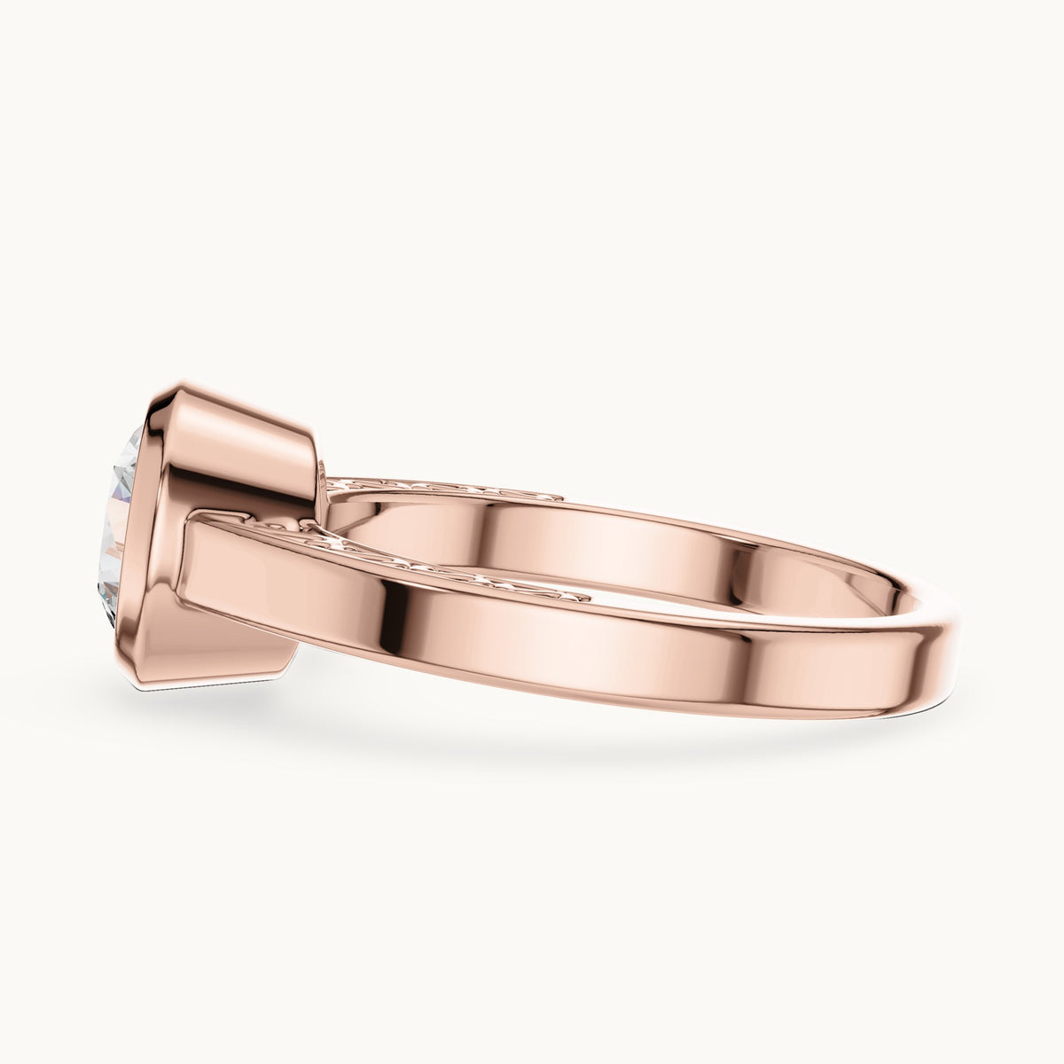 Round cut lab-grown diamond solitaire ring in 14K rose gold, 1.00 CT TW, view 2