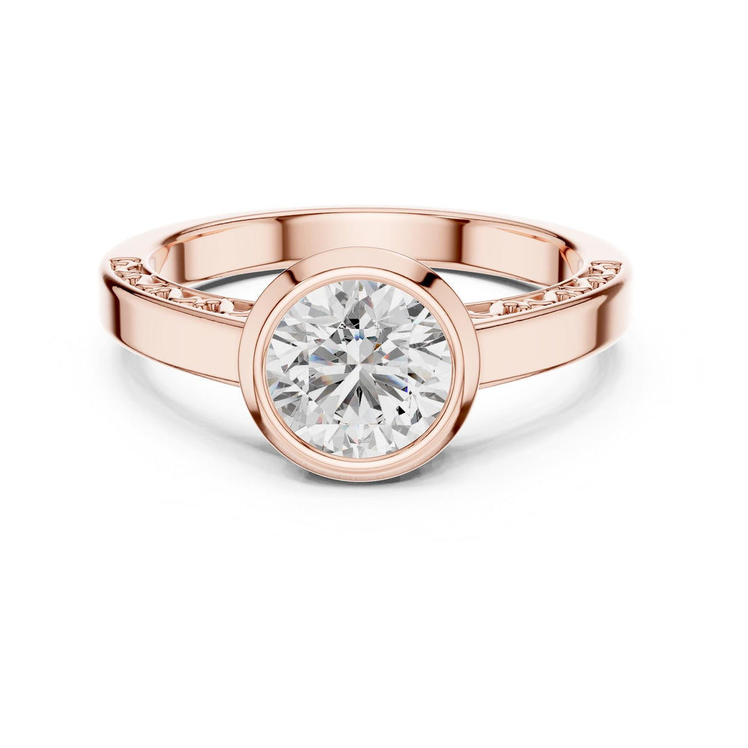 Round Cut Lab Grown Diamond Solitaire Ring, 1.00ct Total, Solid Gold