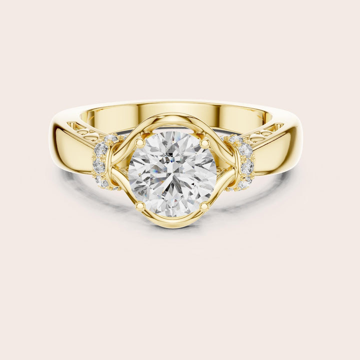 Round Cut Lab Grown Diamond Solitaire Ring, 1.12ct Total, Solid Gold
