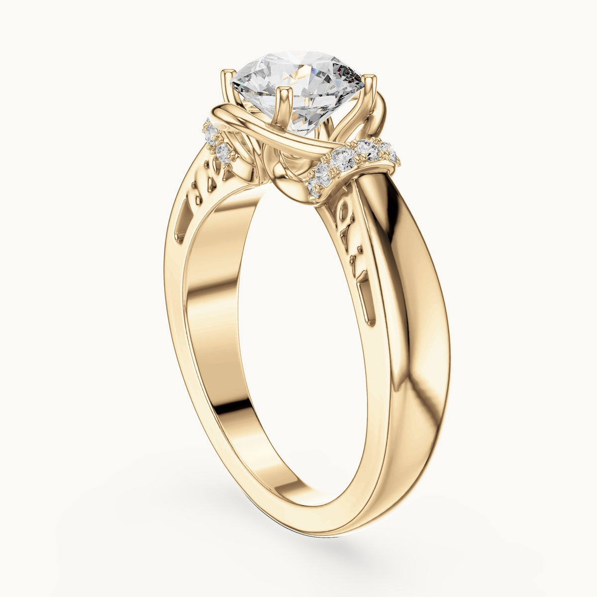 Round cut lab-grown diamond solitaire ring in 14K yellow gold, 1.12 CT TW, view 2