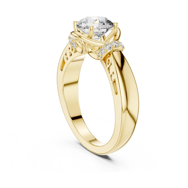 Round Cut Lab Grown Diamond Solitaire Ring, 1.12ct Total, Solid Gold