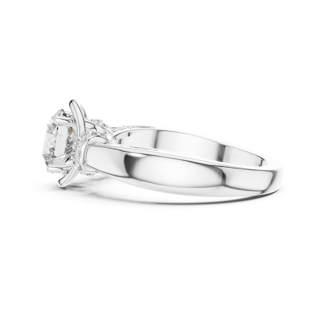Round Cut Lab Grown Diamond Solitaire Ring, 1.12ct Total, Solid Gold
