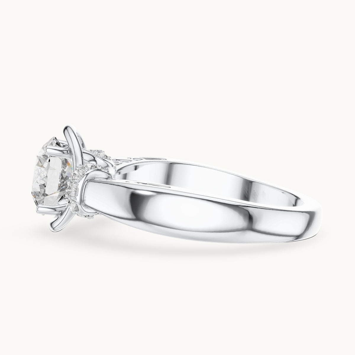 Round cut lab-grown diamond solitaire ring in 14K white gold, 1.12 CT TW, view 2