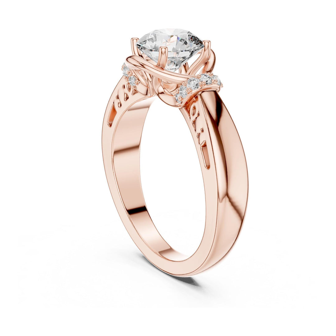 Round Cut Lab Grown Diamond Solitaire Ring, 1.12ct Total, Solid Gold