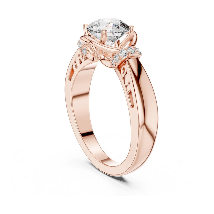 Round Cut Lab Grown Diamond Solitaire Ring, 1.12ct Total, Solid Gold
