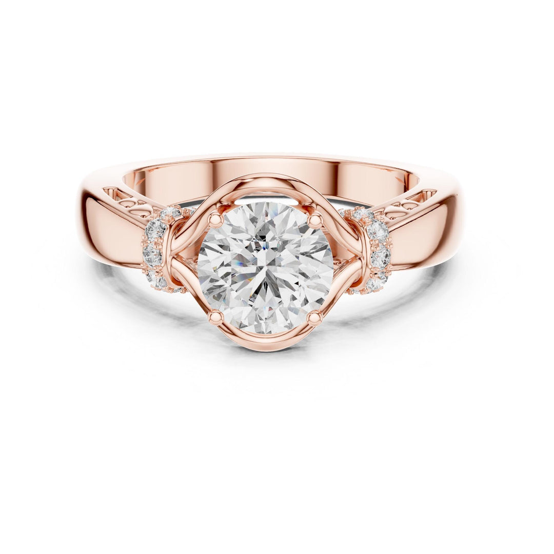 Round Cut Lab Grown Diamond Solitaire Ring, 1.12ct Total, Solid Gold