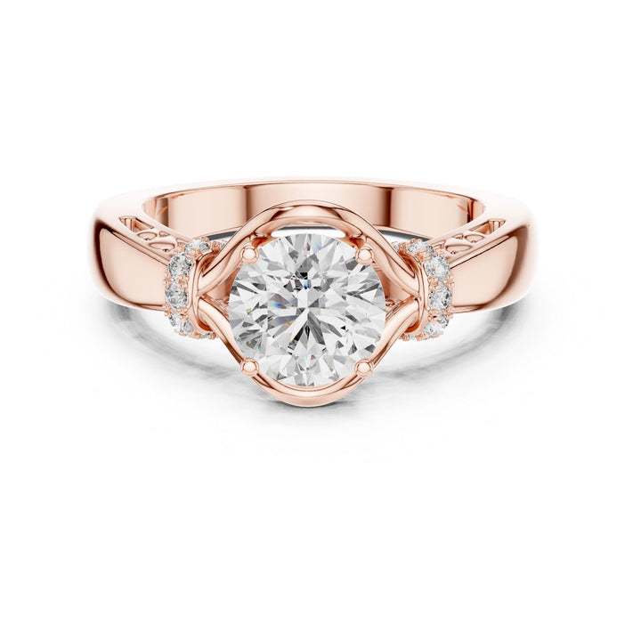 Round Cut Lab Grown Diamond Solitaire Ring, 1.12ct Total, Solid Gold