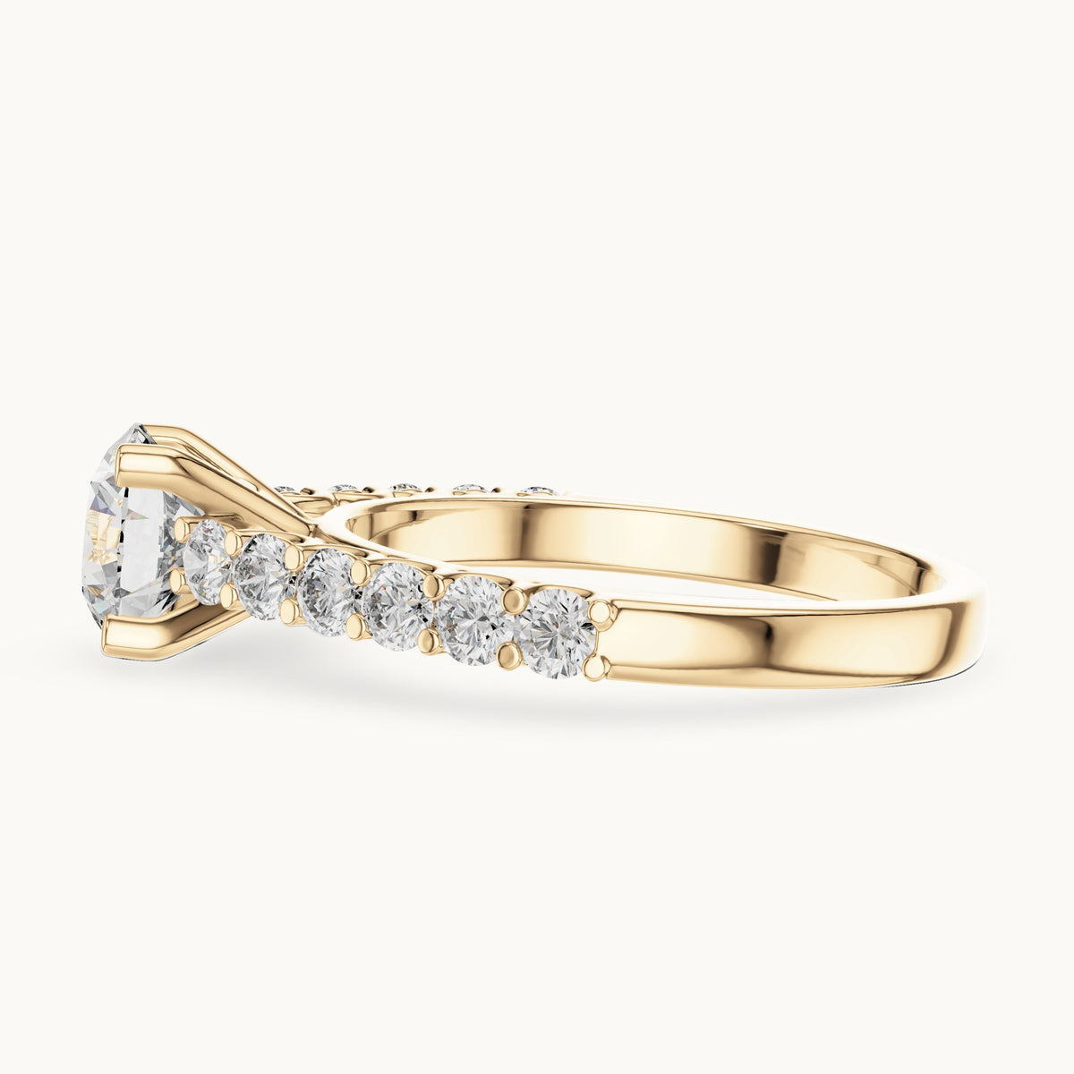 Round cut lab-grown diamond solitaire ring in 14K yellow gold, 1.54 CT TW, view 3