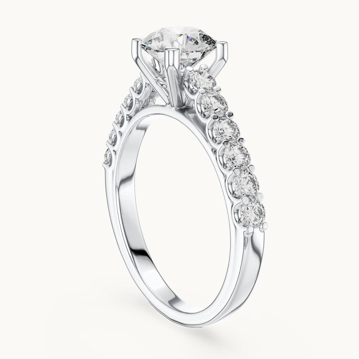 Round cut lab-grown diamond solitaire ring in 14K white gold, 1.54 CT TW, view 1