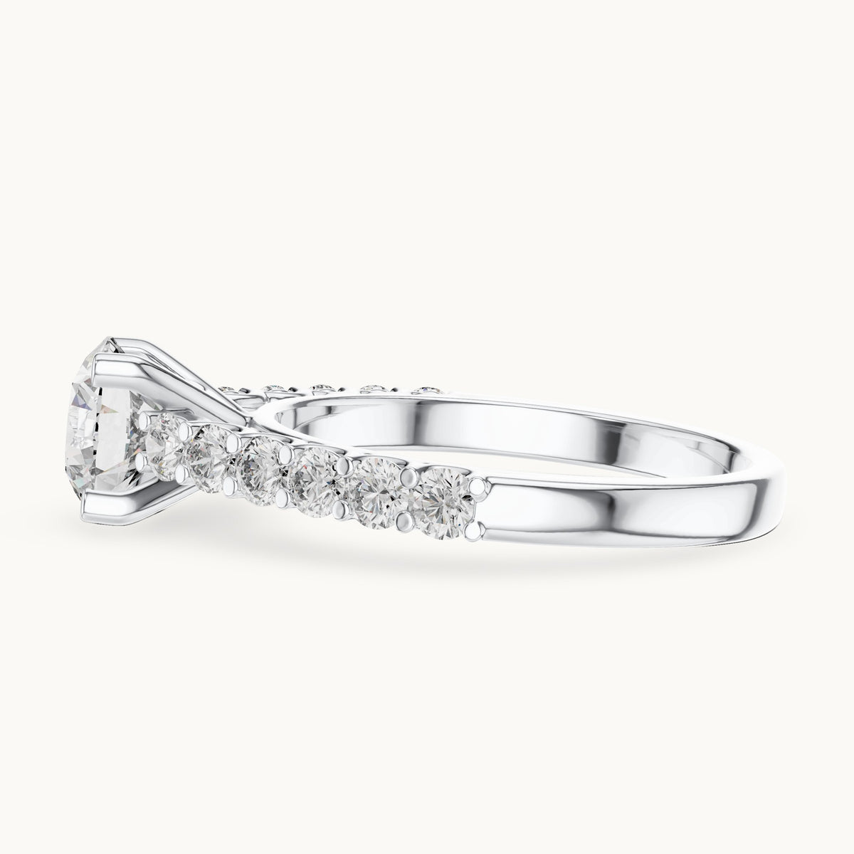 Round cut lab-grown diamond solitaire ring in 14K white gold, 1.54 CT TW, view 2