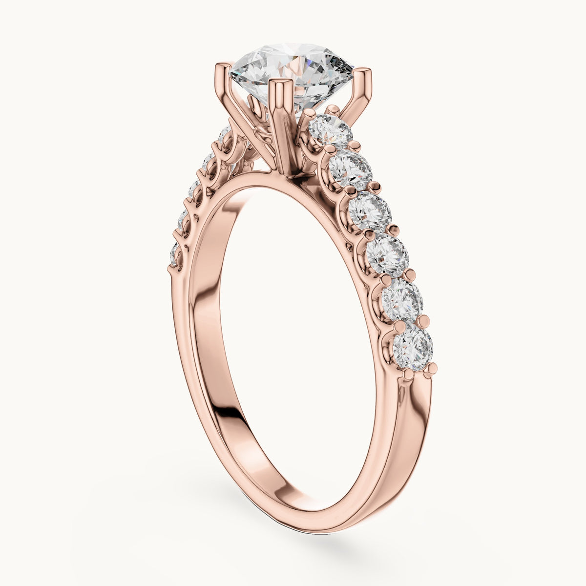 Round cut lab-grown diamond solitaire ring in 14K rose gold, 1.54 CT TW, view 1