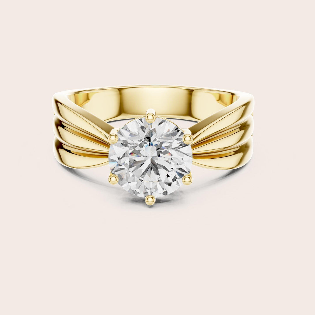 Round Cut Lab Grown Diamond Solitaire Ring, 1.25ct Total, Solid Gold