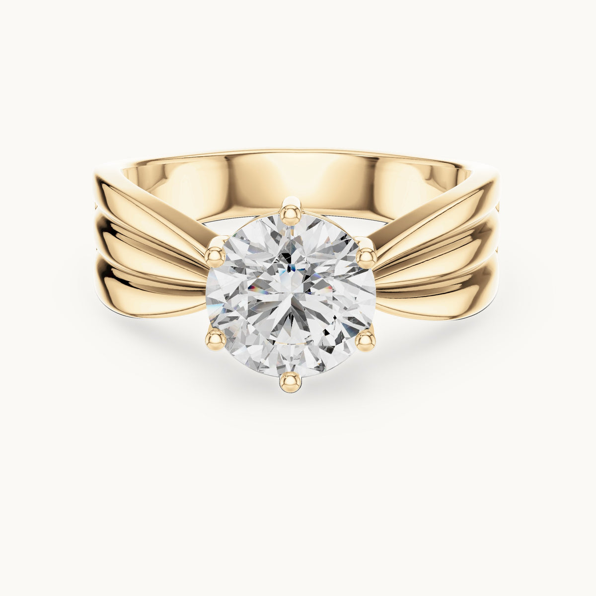 Round cut lab-grown diamond solitaire ring in 14K yellow gold, 1.25 CT TW, view 1