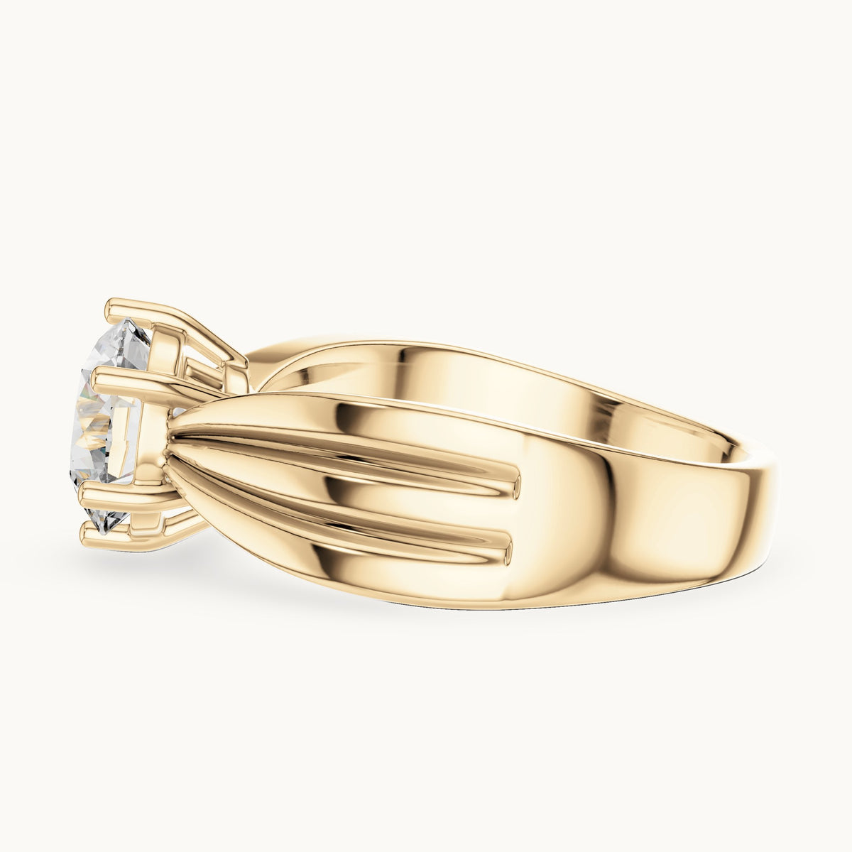 Round cut lab-grown diamond solitaire ring in 14K yellow gold, 1.25 CT TW, view 3