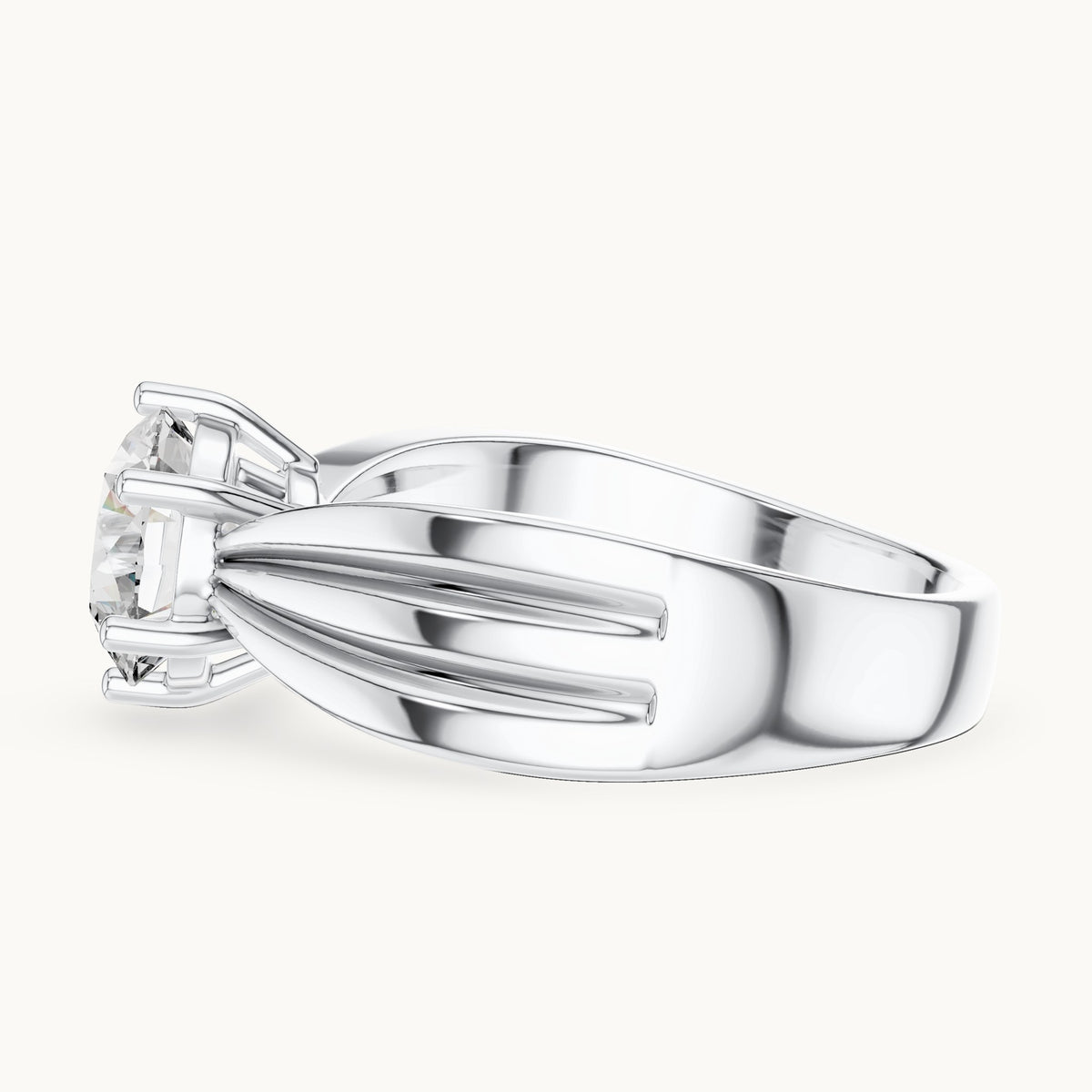 Round cut lab-grown diamond solitaire ring in 14K white gold, 1.25 CT TW, view 2