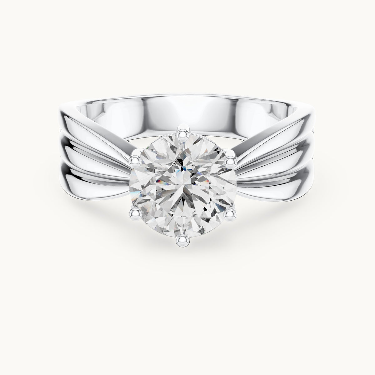 Round cut lab-grown diamond solitaire ring in 14K white gold, 1.25 CT TW, view 3