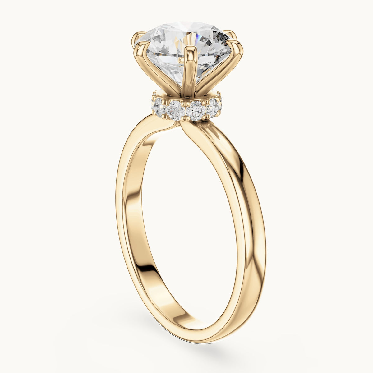 Round cut lab-grown diamond solitaire ring in 14K yellow gold, 2.15 CT TW, view 2